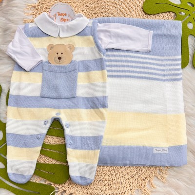  Saída de Maternidade Theodoro - Azul Bebê e Amarelo